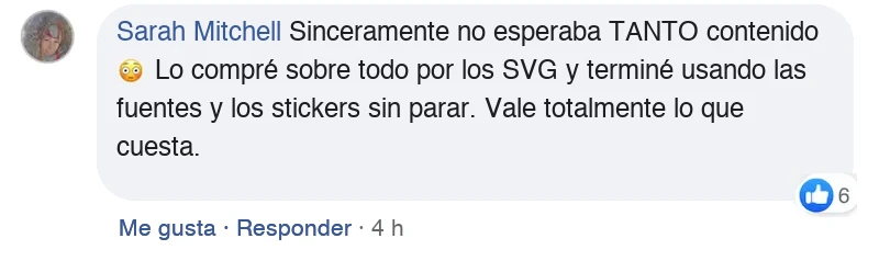 Comentario de una clienta en Facebook