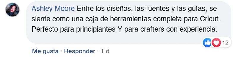 Comentario de una clienta en Facebook