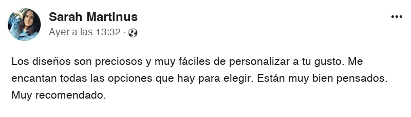 Comentario de una clienta en Facebook