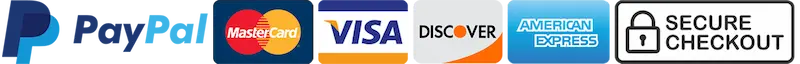 Métodos de pago aceptados — PayPal, Visa, Mastercard, Discover, Amex, pago seguro